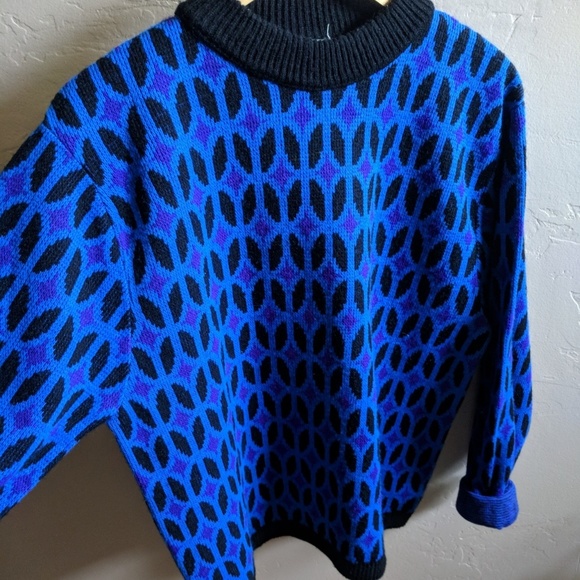 Vintage diamond pattern wool sweater - Picture 2 of 4